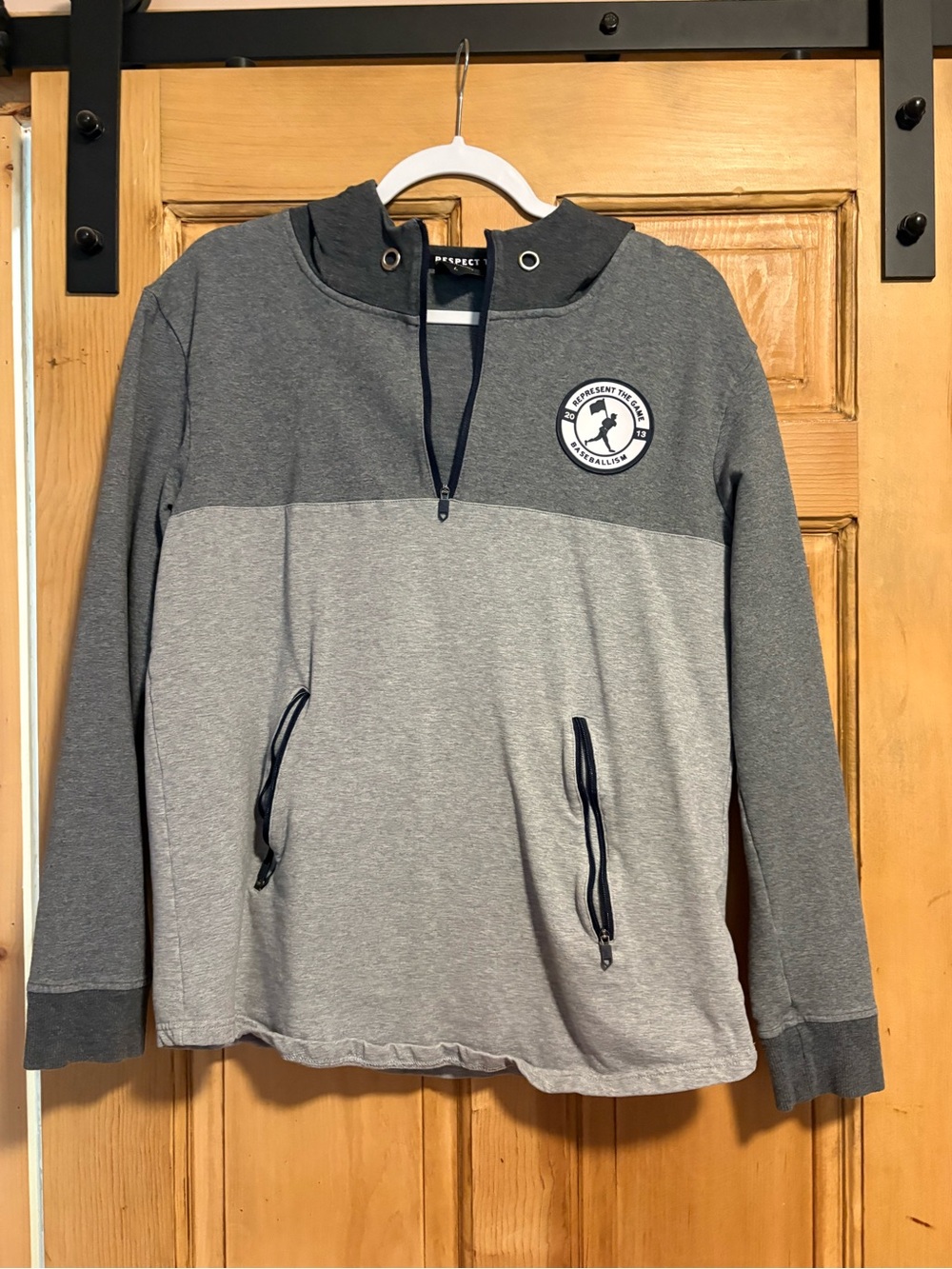 Women's Two-Tone Gray Half-Zip Sweatshirt with Hood